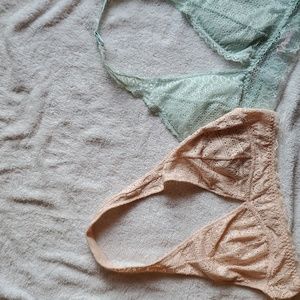 2 All-over Lace Bralettes, Peach & Mint, Size Large in EUC  $10.00 BUYS BOTH